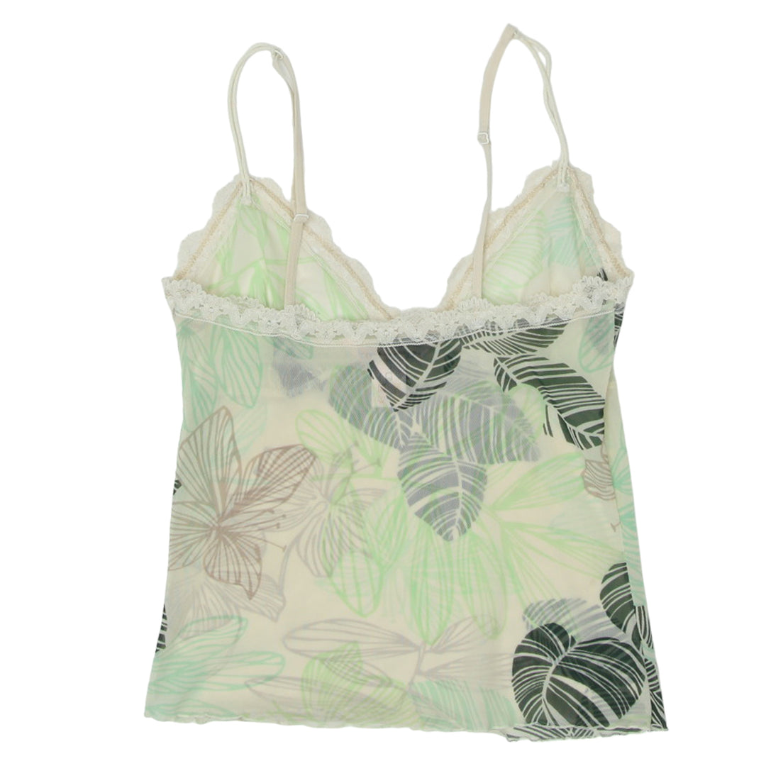 Y2K Mesh Leaf Print Strappy Top