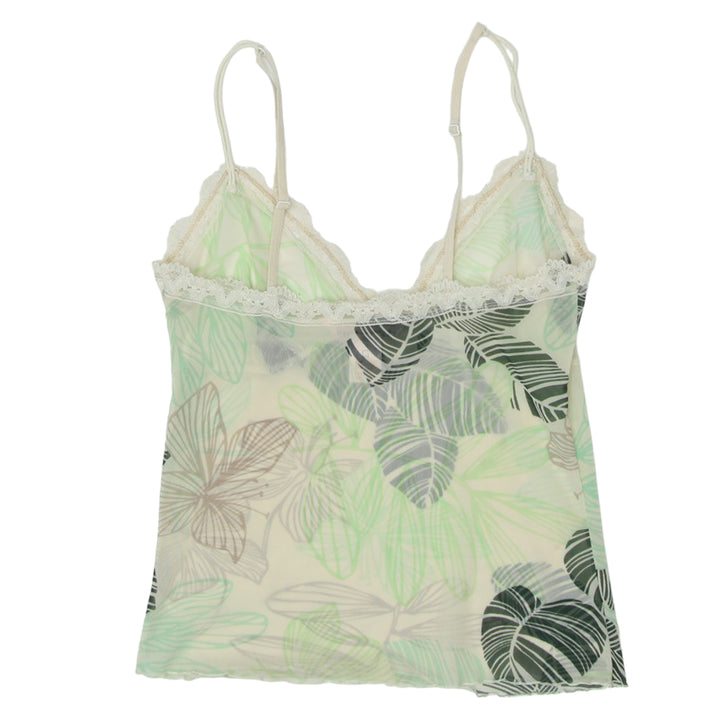 Y2K Mesh Leaf Print Strappy Top
