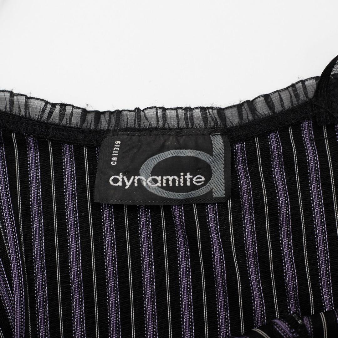 Y2K Ladies Dynamite Camisole Striped Ruffle Trim Top Size M | Migration_Y2K Tops - Back View | Fashion Rerun