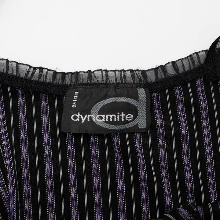 Y2K Ladies Dynamite Camisole Striped Ruffle Trim Top Size M | Migration_Y2K Tops - Back View | Fashion Rerun