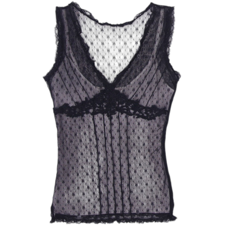 Y2K Ladies Camaieu Sheer Lace Sleeveless Tank Top Size XS