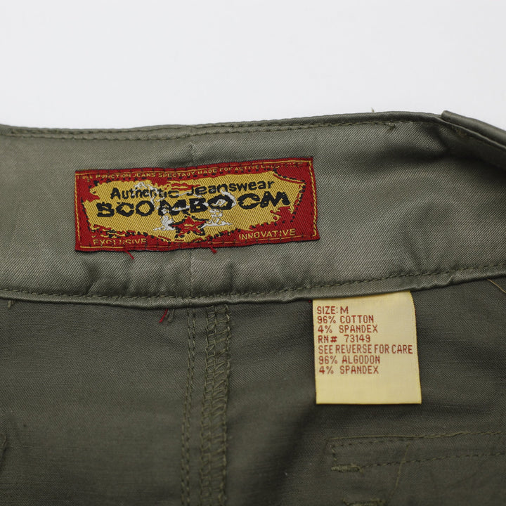 Y2K Ladies Boom Boom Utility Ruched Cargo Olive Midi Skirt Size M