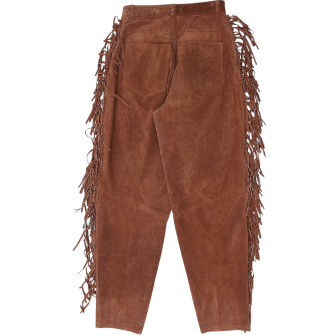 Vintage Ladies Wear On Earth Suede Fringe Pants Brown Boho