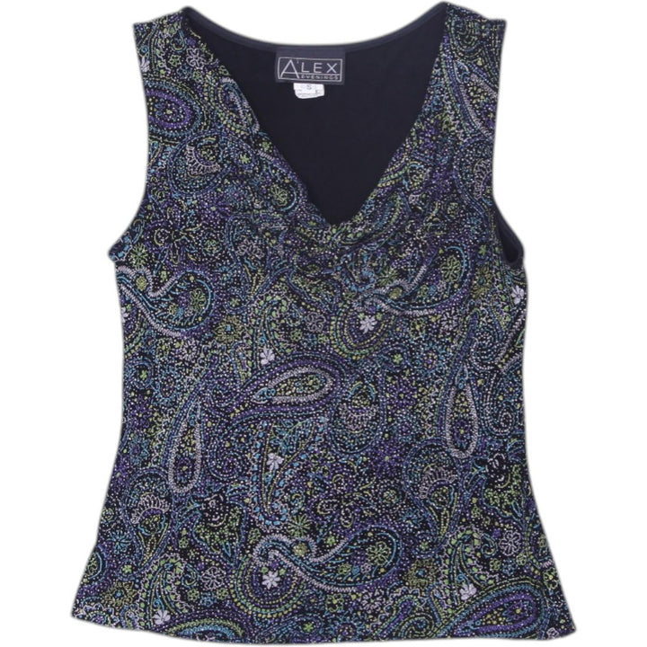Y2K Ladies Alex Top Multicolor Paisley Sleeveless Cowl Neck | Migration_Y2K Tops | Fashion Rerun