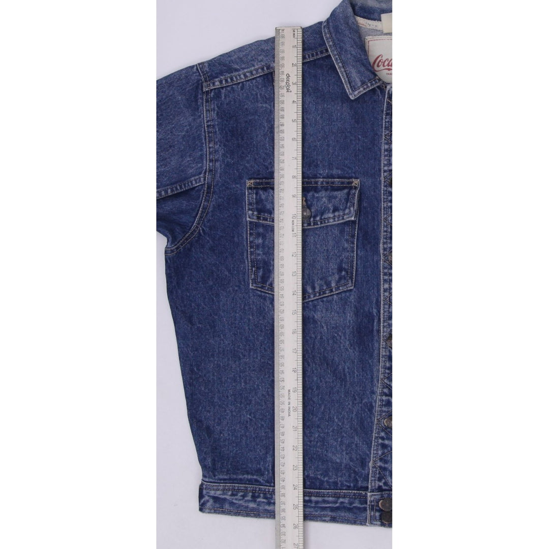 Vintage 90s Coca Cola Denim Trucker Jacket Washed Blue Button Down