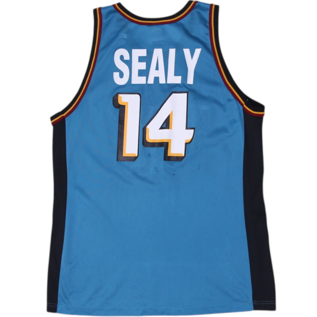Vintage Champion Pistons Sealy #14 Basketball Teal Jersey Size 48 | Migration_Jerseys - Side View | Fashion Rerun