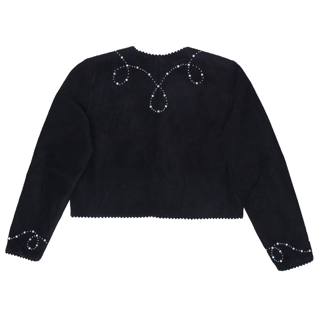 Vintage Patricia Wolf Black Suede Embellished Jacket Size L Made in Texas - Fashion Rerun Vintage Migration_Jacket