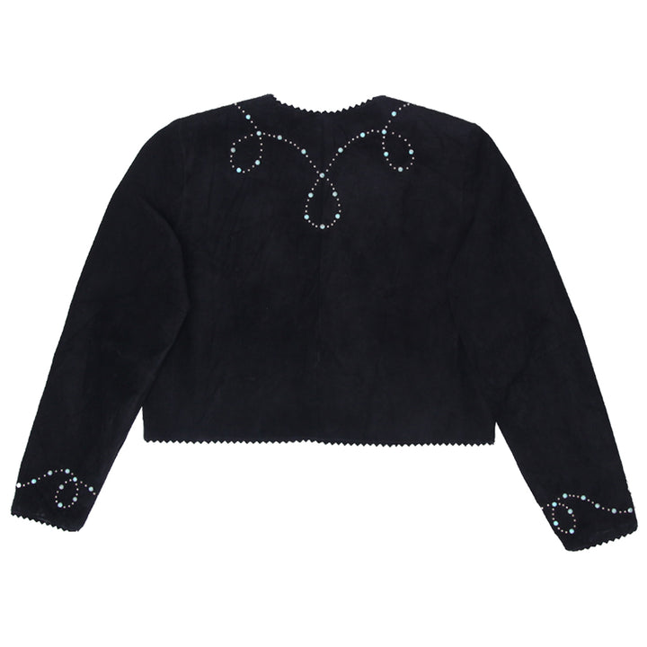 Vintage Patricia Wolf Black Suede Embellished Jacket Size L Made in Texas - Fashion Rerun Vintage Migration_Jacket