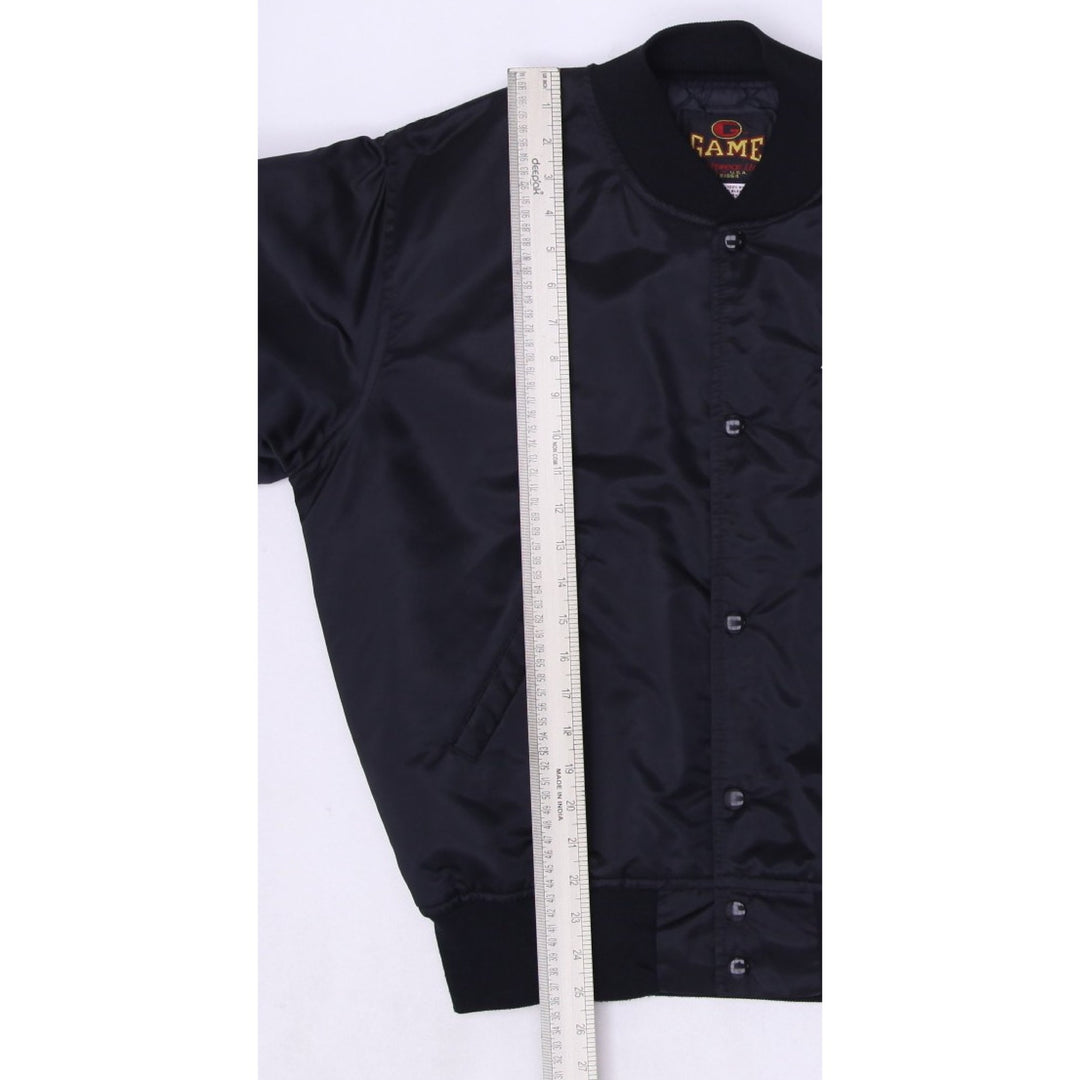 Vintage Mens Game Bomber Jacket Black Embroidered Racing Made In USA M | Migration_Jackets - View 7 | Fashion Rerun