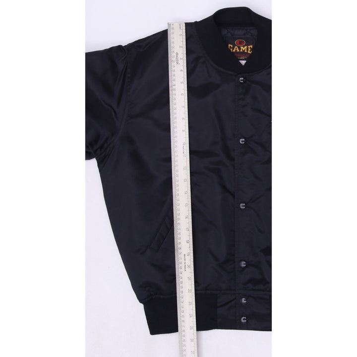 Vintage Mens Game Bomber Jacket Black Embroidered Racing Made In USA M | Migration_Jackets - View 7 | Fashion Rerun