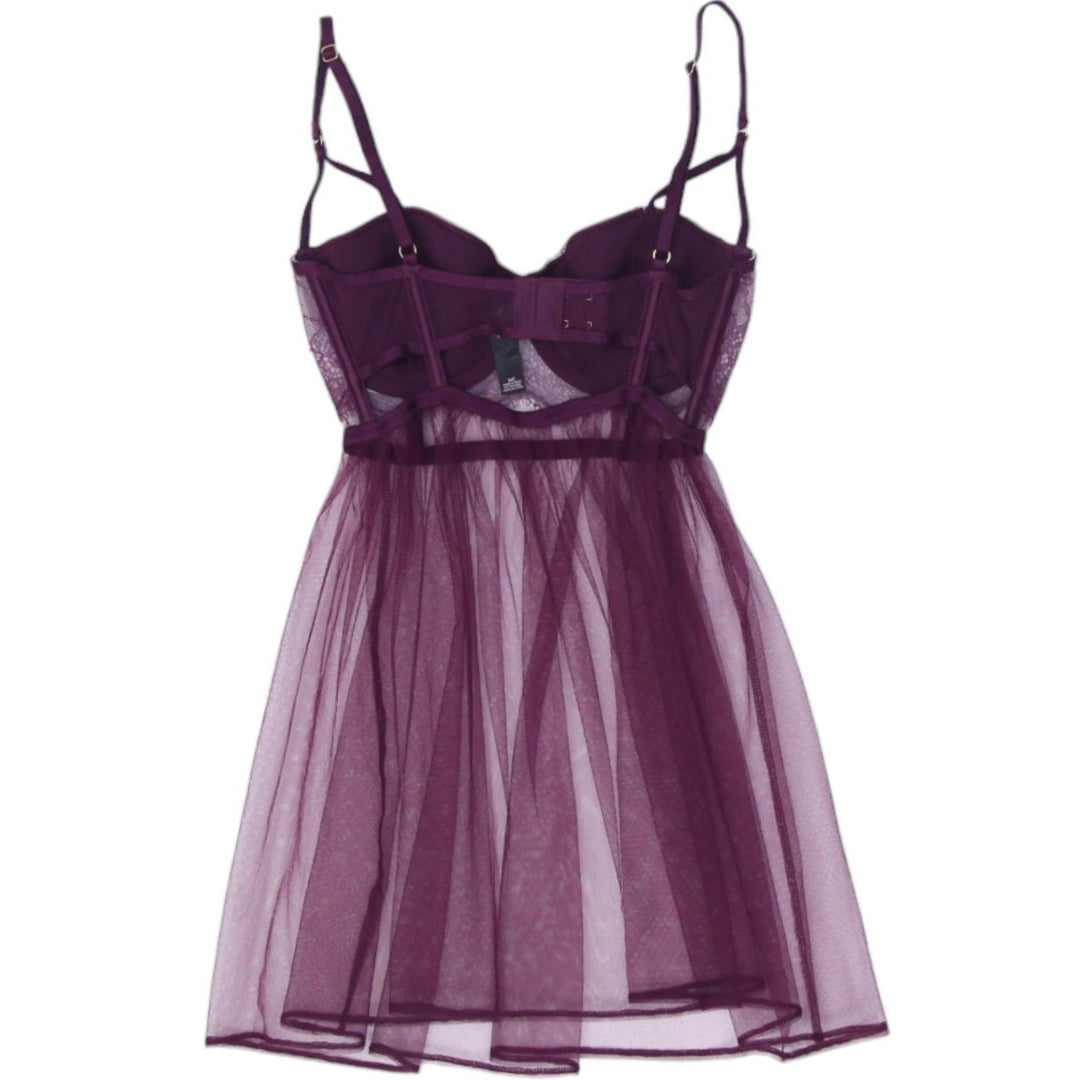 Ladies Victoria's Secret Sheer Babydoll Maroon Lace Lingerie