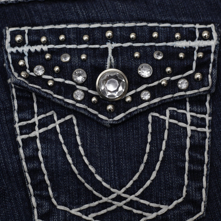 Y2K Ladies LA Idol USA Studded Thick Stitch Bootcut Jeans Size 5