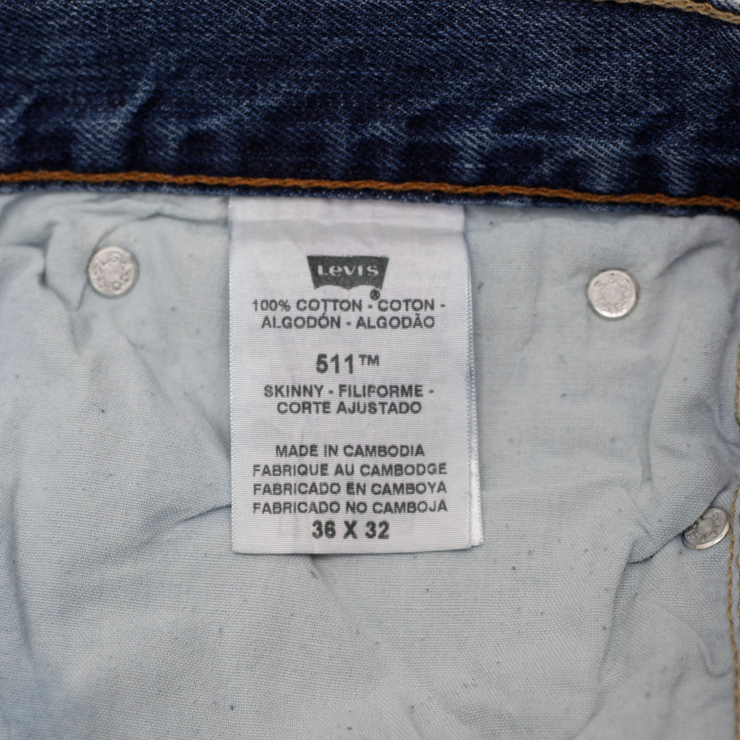 Levis 511 Washed Blue Fringe Casual Style Denim Shorts Size 36