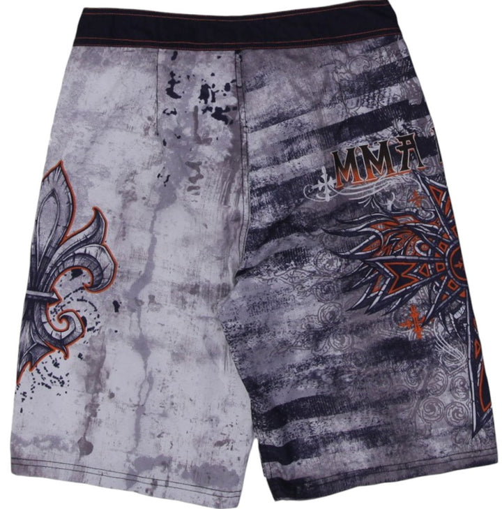Y2K Mens Elite MMA Boardshorts Gray Graphic Pattern Surf