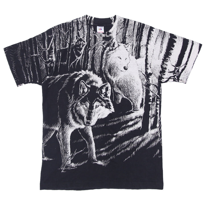 Vintage Wolves AOP T-Shirt Single Stitch Made In USA Fruit of the Loom L