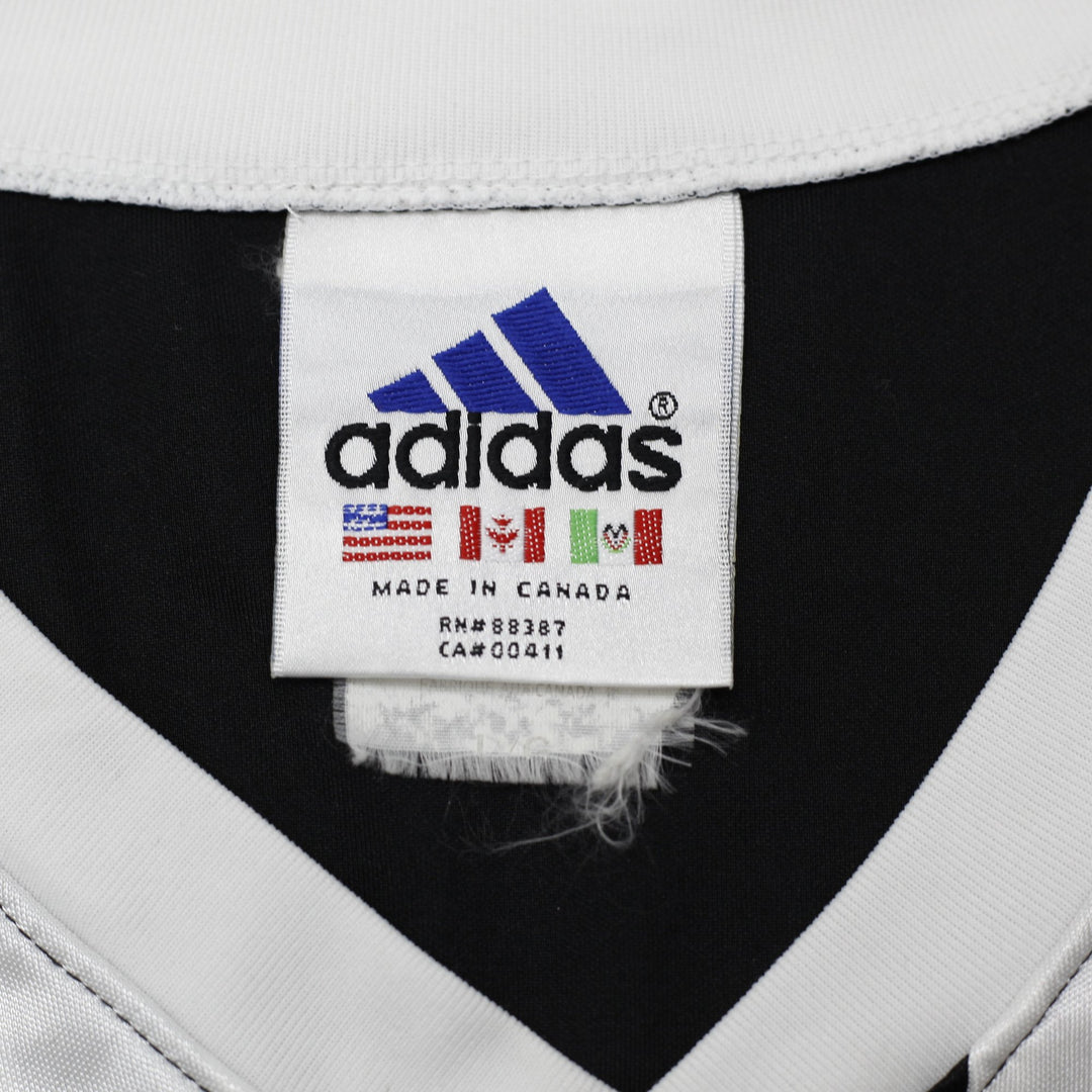 Vintage Mens Adidas Jersey Black Long Sleeve Striped V-Neck