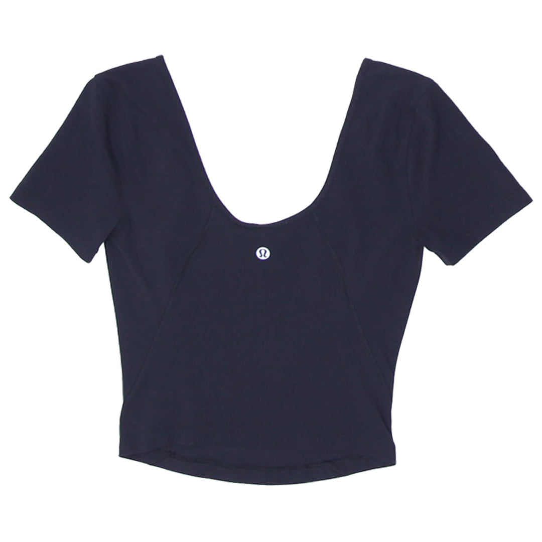 Ladies Lululemon Square Neckline Black Crop Top