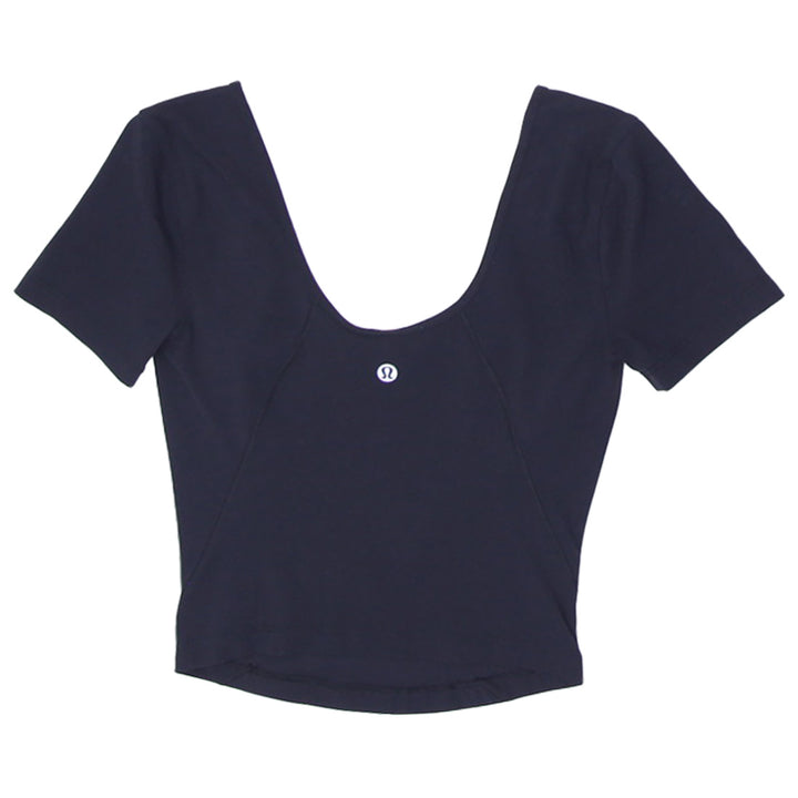 Ladies Lululemon Square Neckline Black Crop Top