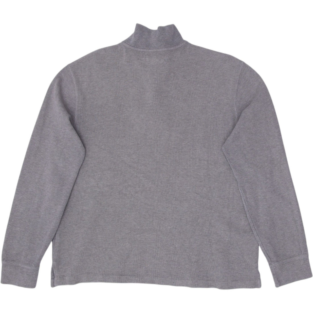 Mens Polo Ralph Lauren Sweater Gray 1/4 Zip Cotton Knitwear Size M