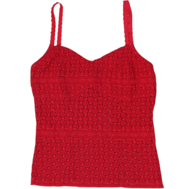 Y2K Ladies Duloren Lace Camisole Top Red
