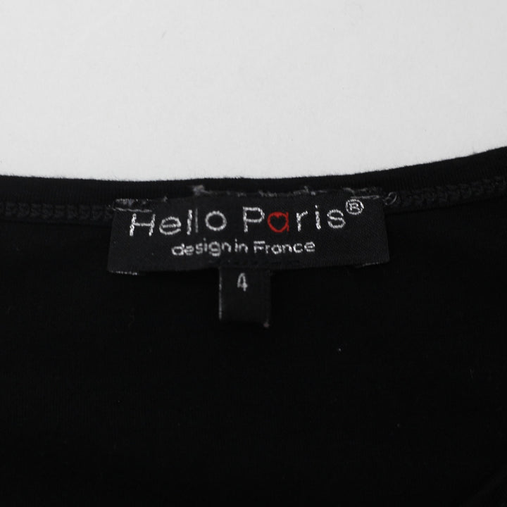 Y2K Ladies Hello Paris Rhinestone Eiffel Tower Graphic Top Size 4