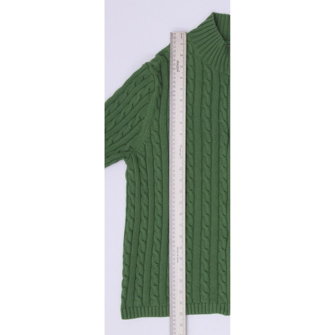 Mens L.L. Bean Cable Knit Full Zip Cotton Sweater Size L