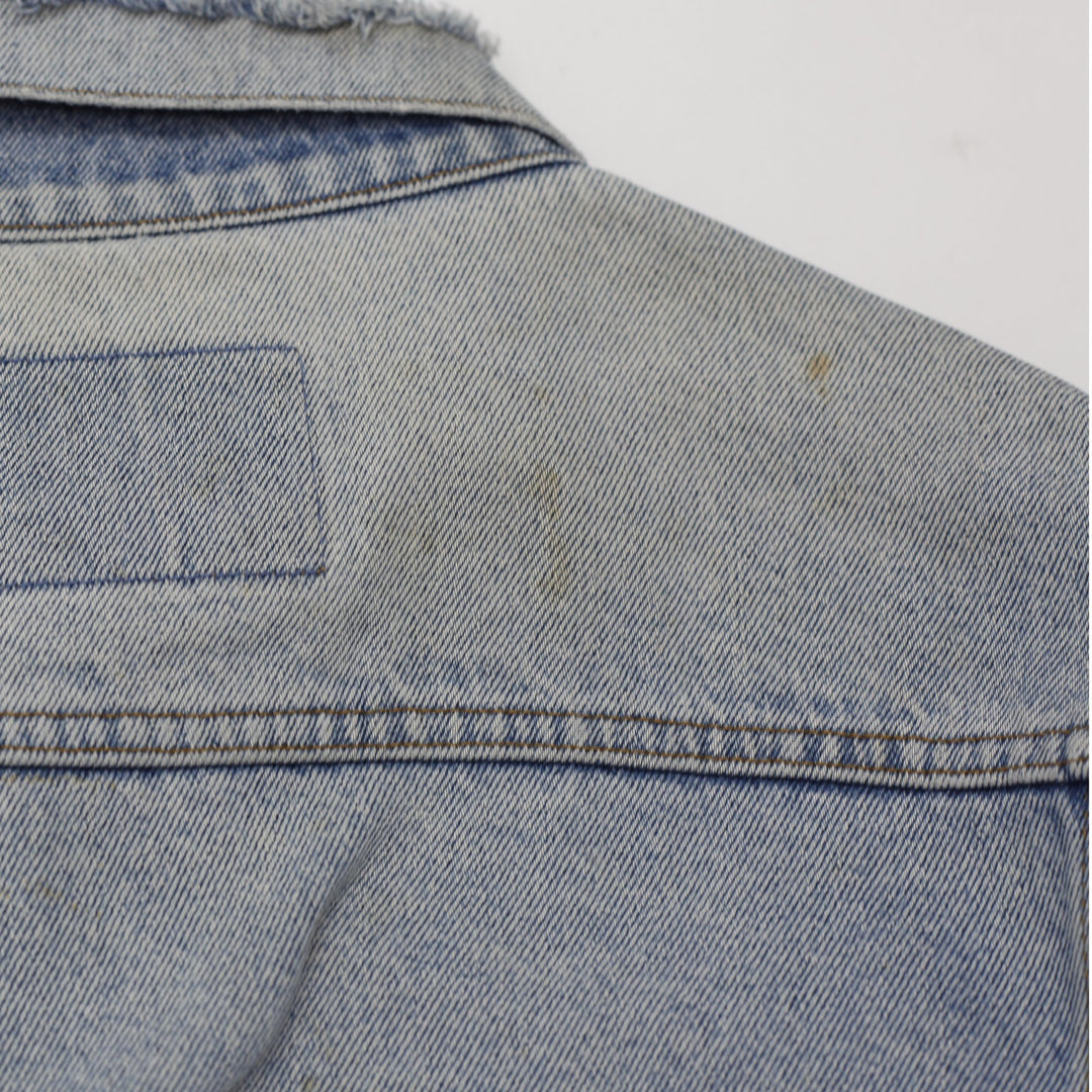 Vintage Levi Strauss Trucker Jacket Washed Blue Distressed Denim Size 48