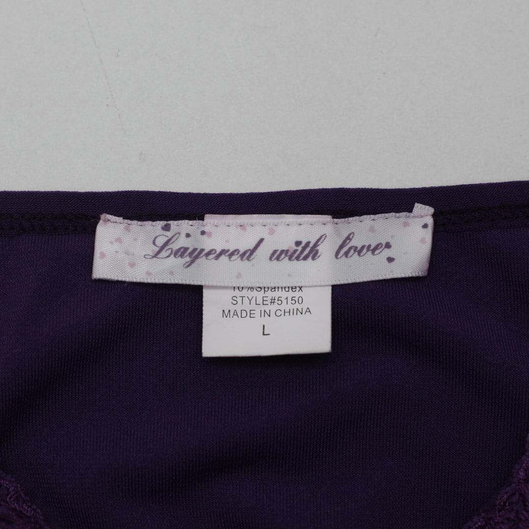 Y2K Ladies Layered with Love Hook & Eye Bustier Cami Tank Top Size L
