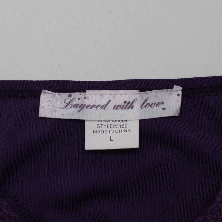 Y2K Ladies Layered with Love Hook & Eye Bustier Cami Tank Top Size L