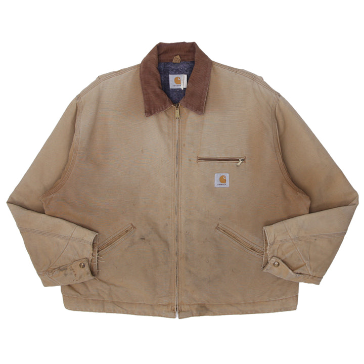 Vintage Carhartt Sandstone Detroit Jacket-Blanked Lined Curdoroy Collar - Fashion Rerun Vintage Migration_Jacket