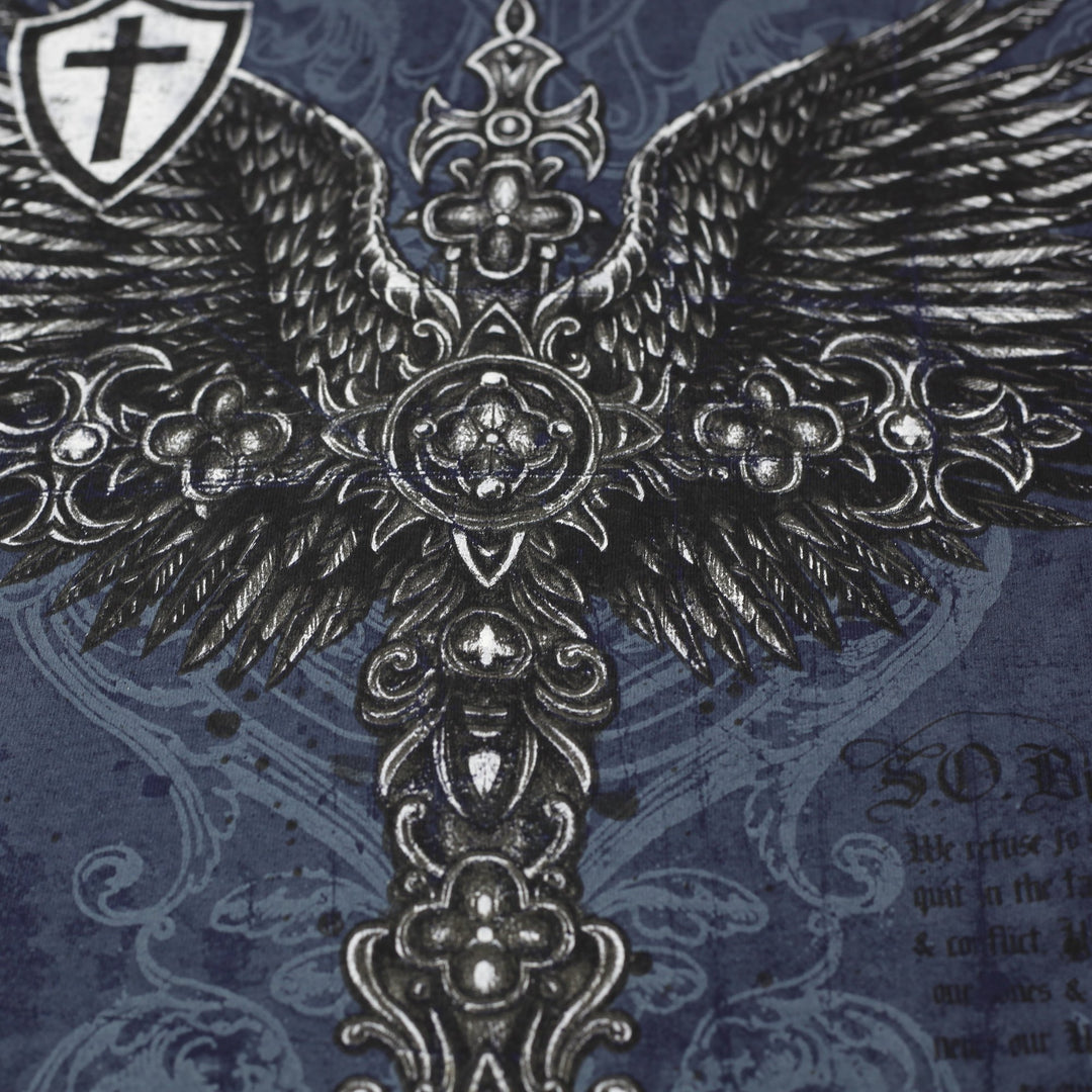 Y2K Mens Delta Winged Cross Gothic Graphic T-Shirt Size L
