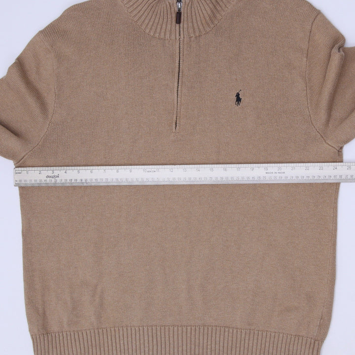 Mens Polo By Ralph Lauren Quarter Zip Knit Sweater 100% Cotton Size XXL