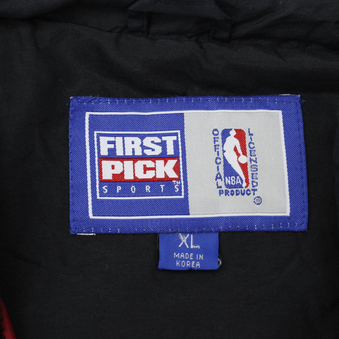 Vintage Mens First Pick Chicago Bulls Varsity Jacket Black Red NBA XL | Migration_Jackets - Back View | Fashion Rerun