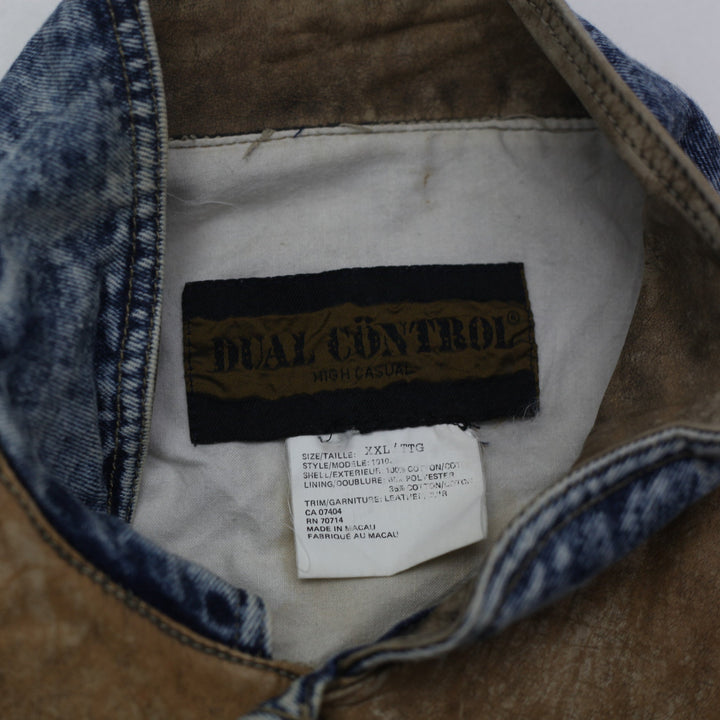 Vintage 80’s Dual Control Denim Leather Bomber Jacket Coat