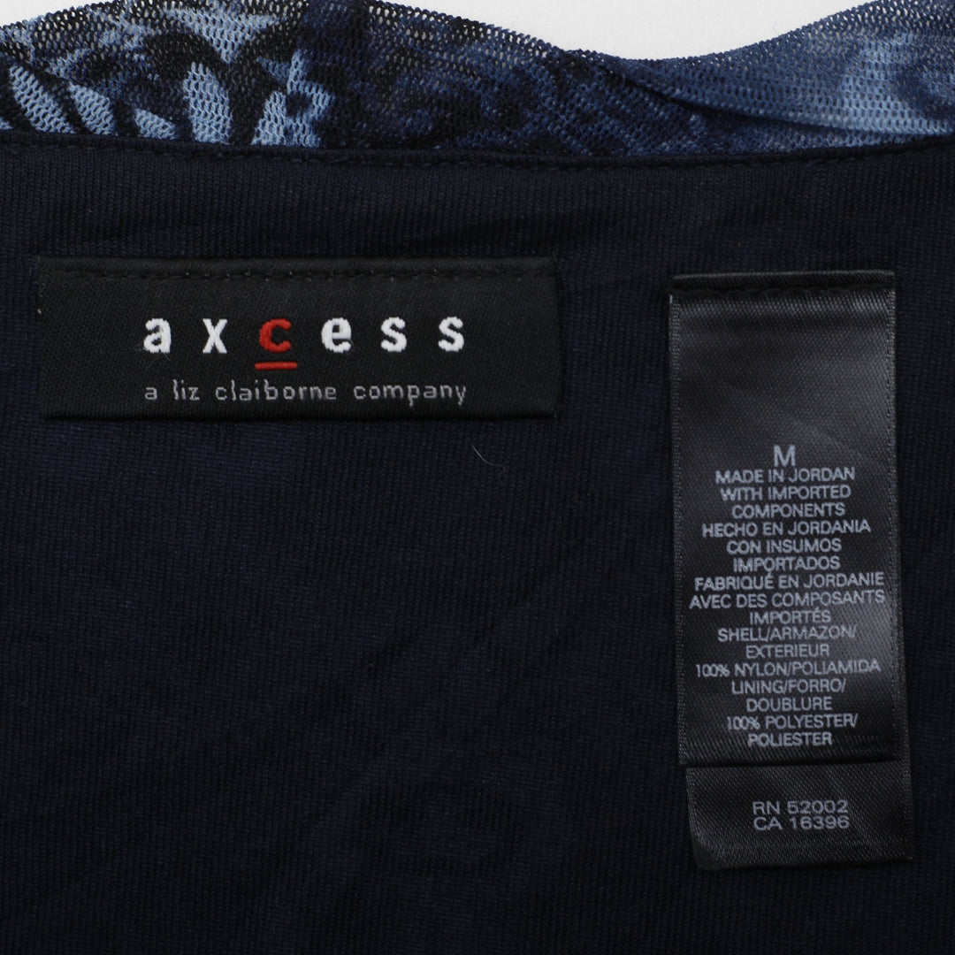 Y2K Ladies Axcess Axcess Liz Claiborne Blue Mandala Lined Mesh Top Size M