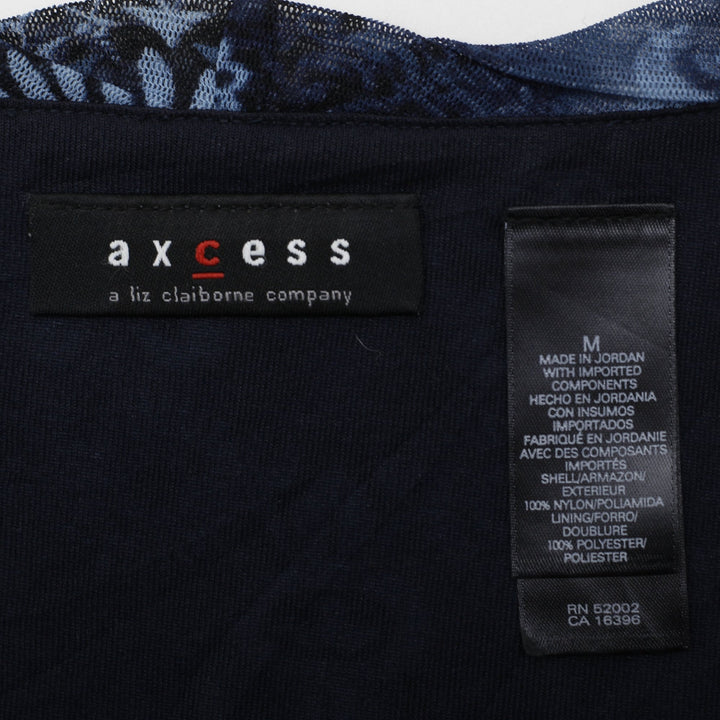 Y2K Ladies Axcess Axcess Liz Claiborne Blue Mandala Lined Mesh Top Size M