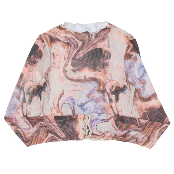 Y2K Mesh Printed Long Sleeve Top