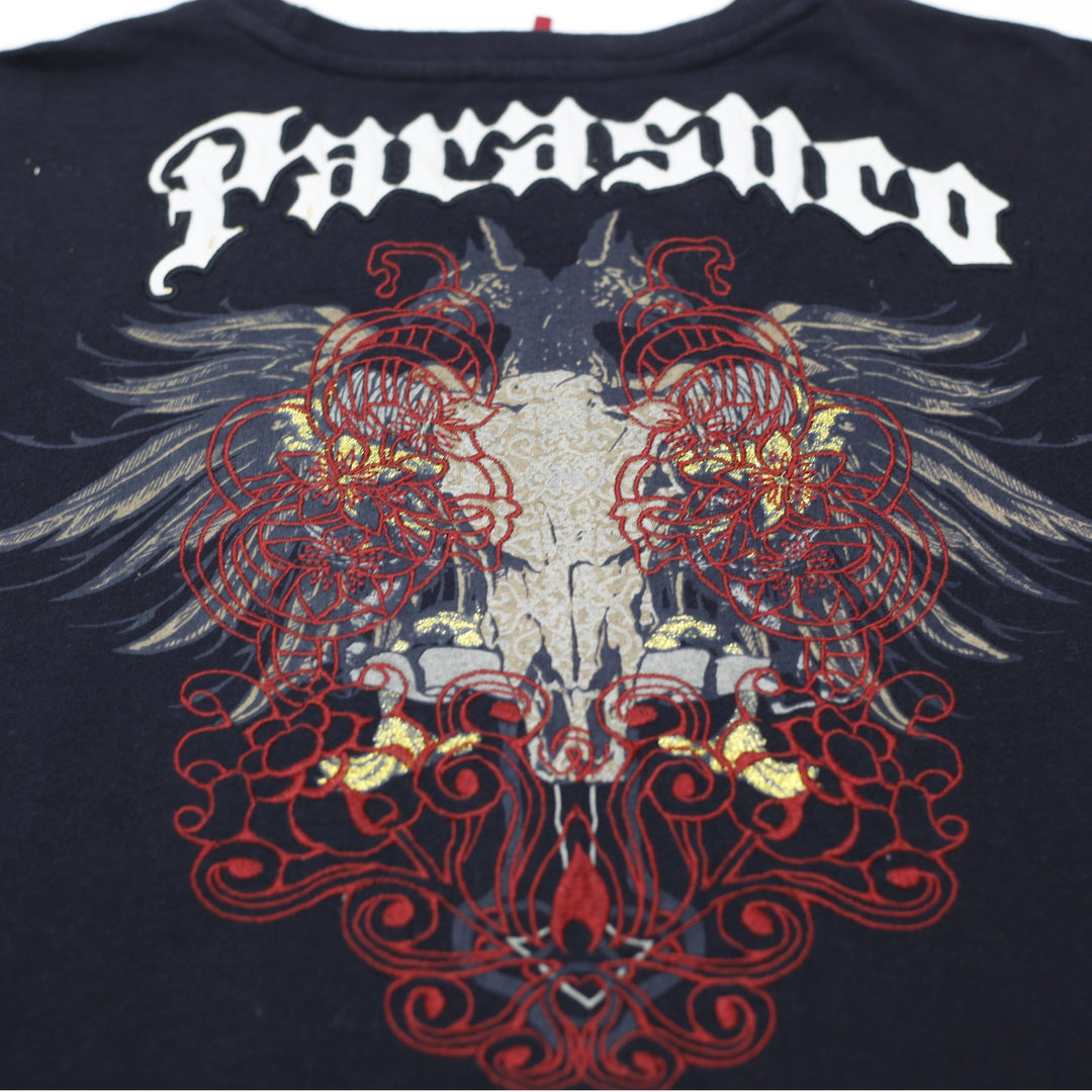 Y2K Mens Parasuco Denim Legend Black Long Sleeve T-Shirt Graphic Design