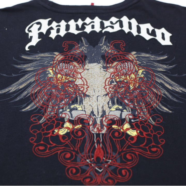 Y2K Mens Parasuco Denim Legend Black Long Sleeve T-Shirt Graphic Design
