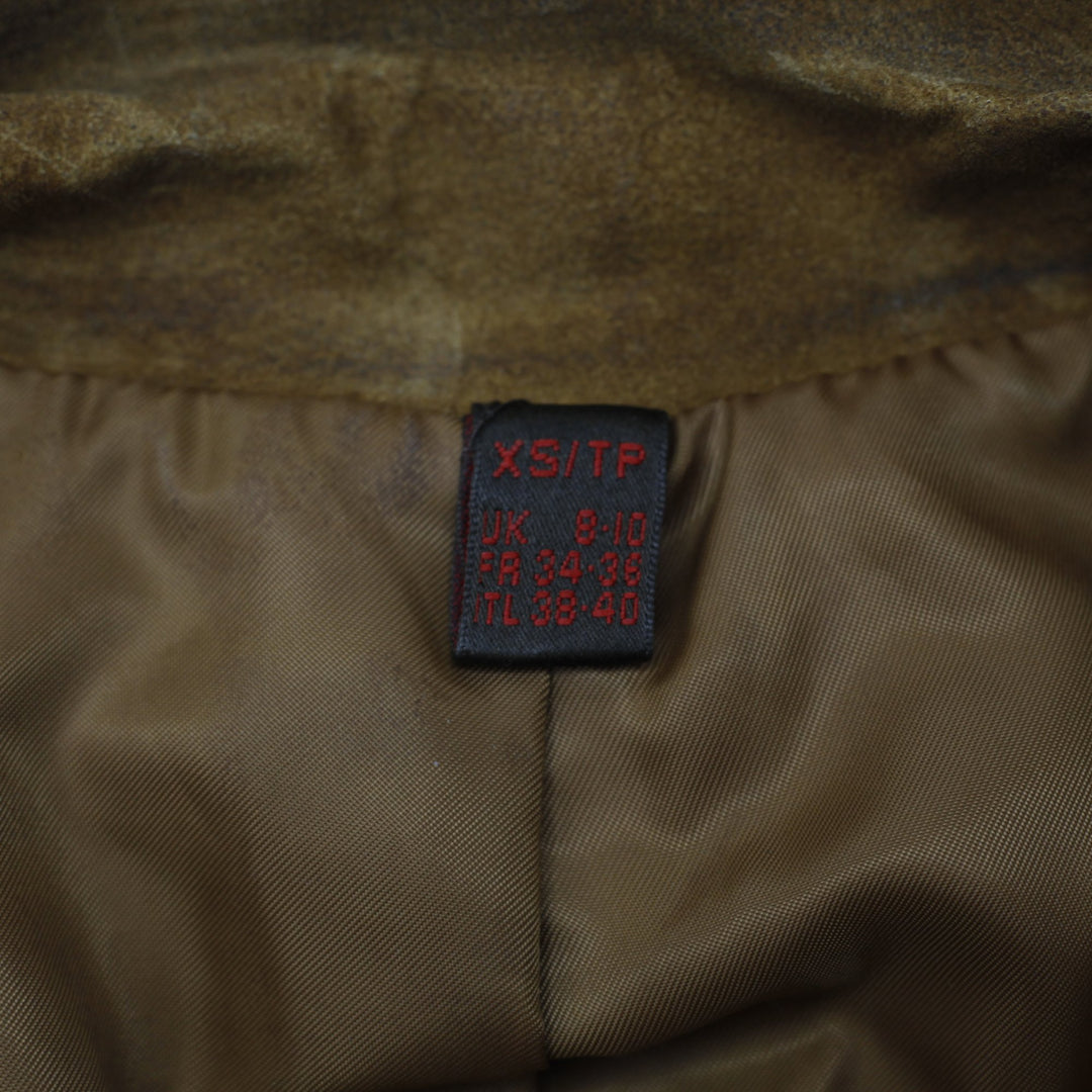 Y2K Ladies Suede Jacket Brown Button Up Long Sleeve Size S | Migration_Jackets - Back View | Fashion Rerun