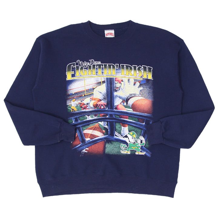 Vintage 90's Nutmeg Mills Notre Dame Fighting Irish Crewneck Sweatshirt Made In USA Size L - Fashion Rerun Vintage Migration_Sweaters