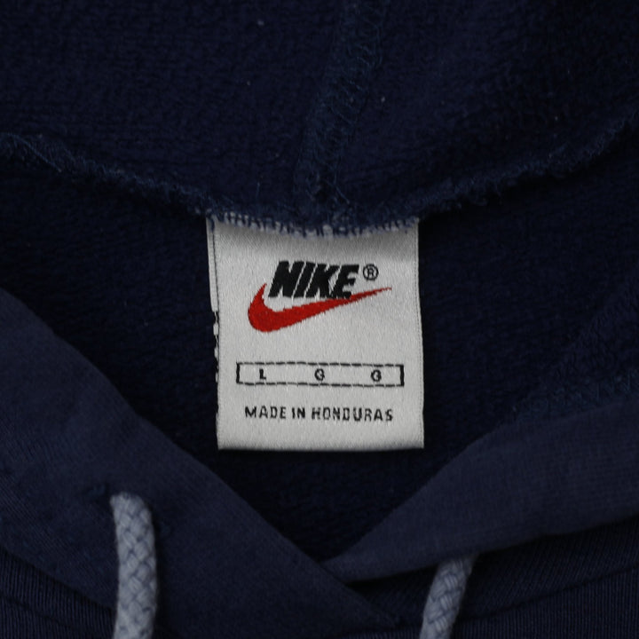 Vintage Embroidered Swoosh By Nike Navy Pullover Hoodie Size L | Migration_Hoodies - Back View | Fashion Rerun