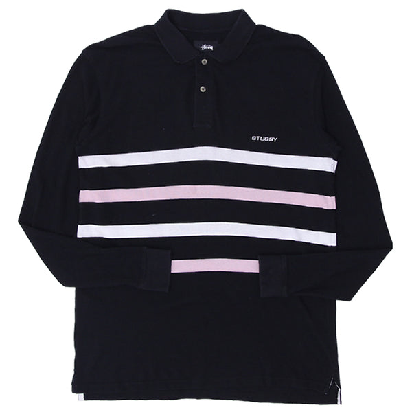 Shop Mens Stussy Striped Long Sleeve Polo T-Shirt | Fashion Rerun