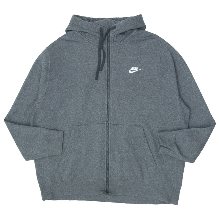 Mens Nike Logo Embroidered Full Zip Gray Hoodie - Fashion Rerun Vintage Migration_Sweaters