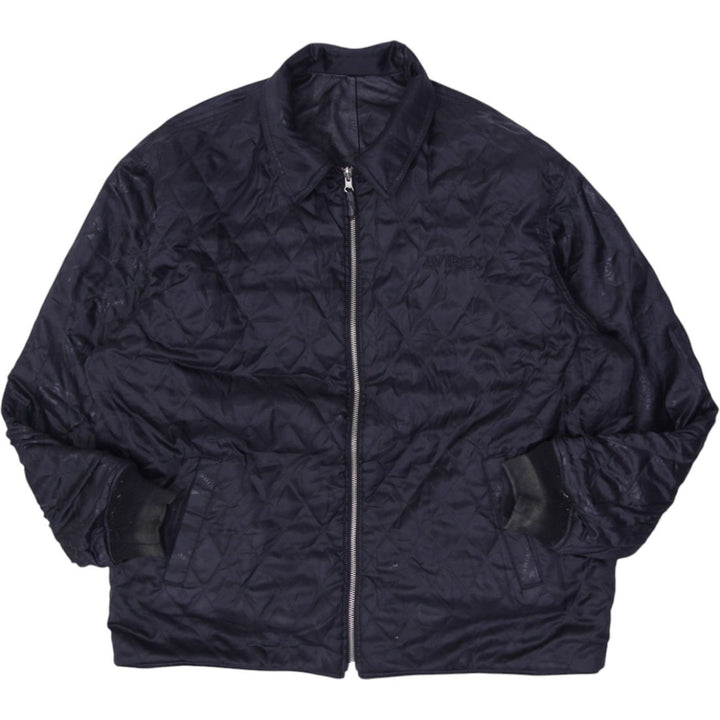Vintage Mens Avirex Reversible Varsity Jacket Black Leather Patchwork | Migration_Jackets UAENAT20 - Back Vie | Fashion Rerun