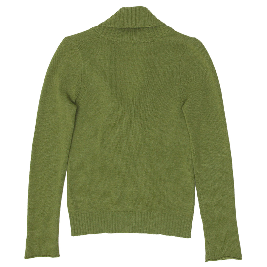 Ladies J.Crew Green Knit Shawl Plunge Neck Cashmere Sweater
