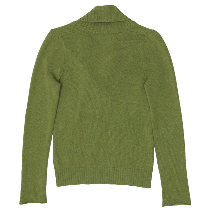 Ladies J.Crew Green Knit Shawl Plunge Neck Cashmere Sweater