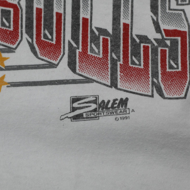 Vintage 1991 Chicago Bulls NBA World Champions Caricature Single Stitch T-Shirt White L | Migration_T-Shirts | Fashion Rerun
