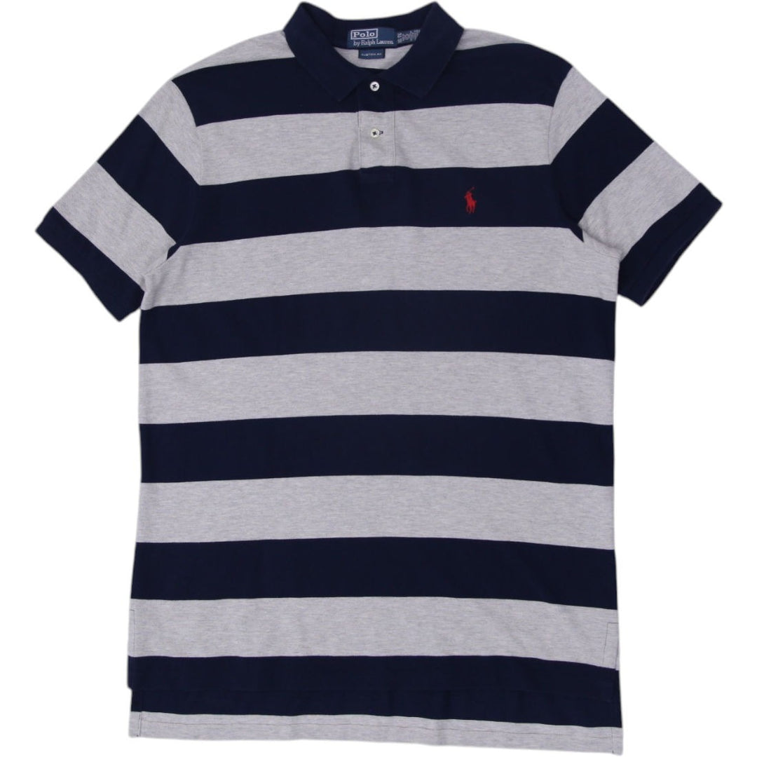 Mens Polo By Ralph Lauren Stripe Navy Gray Custom Fit Polo T-Shirt XL | Migration_T-Shirts | Fashion Rerun
