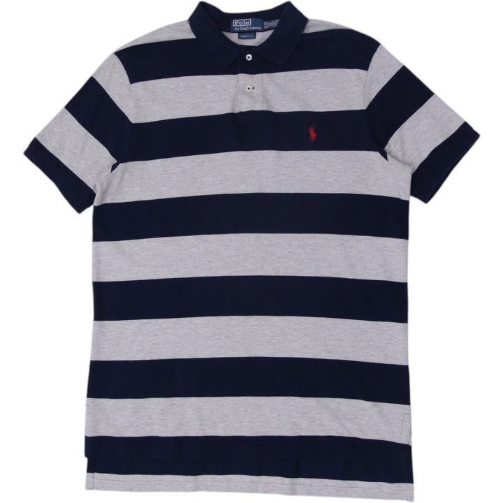 Mens Polo By Ralph Lauren Stripe Navy Gray Custom Fit Polo T-Shirt XL | Migration_T-Shirts | Fashion Rerun